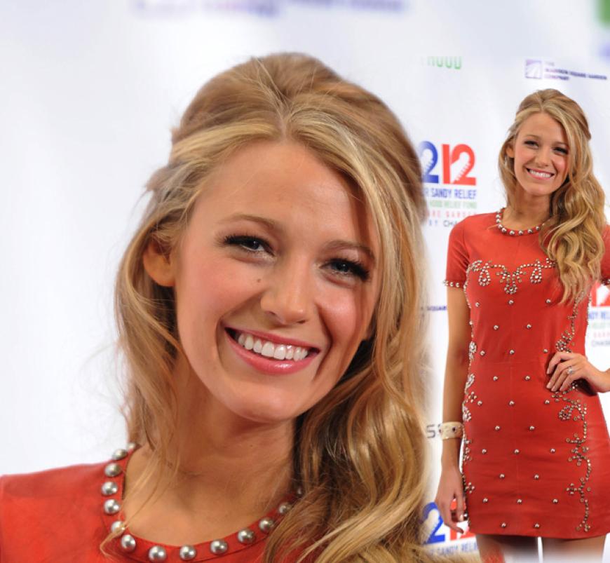 Ein Traum in Orange - Blake Lively strahlt einfach. Die Farbe des Kleides passt perfekt zu ihrem Teint. Die Pailetten geben dem Dress das gewisse Etwas