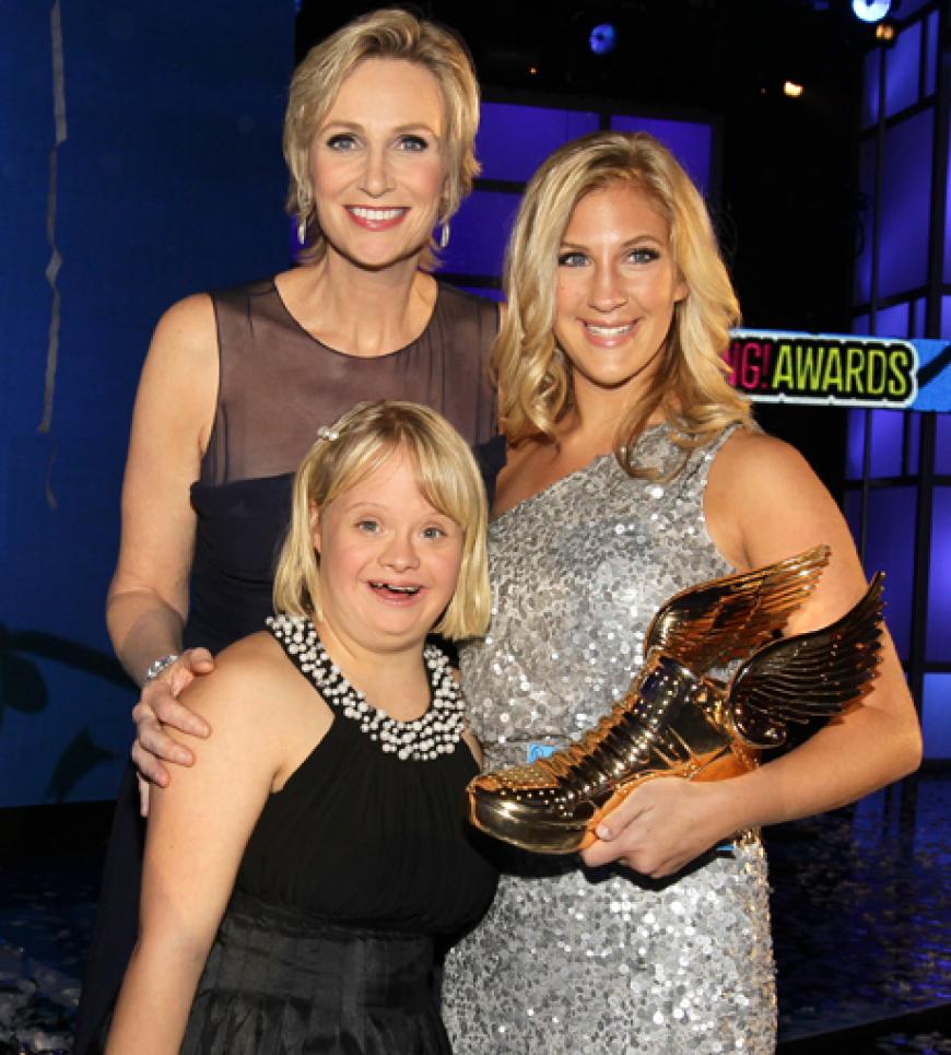 Jane Lynch, Lauren Potter und Sarah Cronk. Übrigens: Die