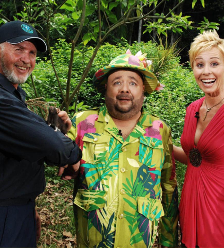 Das Dream-Team: Moderatoren-Duo Sonja Zietlow und Dirk Bach mit Dschungel-Arzt Dr. Bob