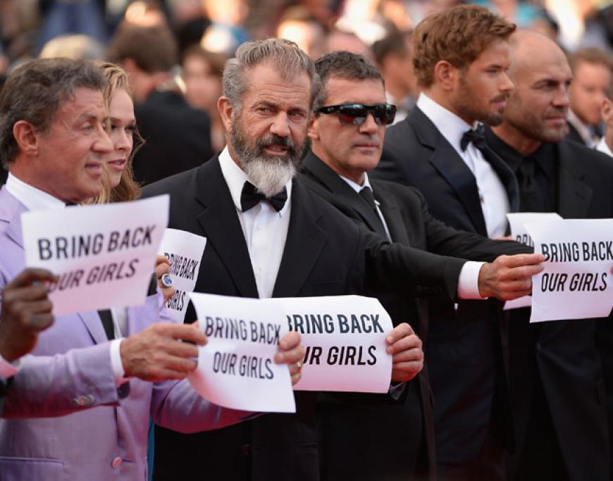Sylvester Stallone, actors Mel Gibson, Antonio Banderas and Kellan Lutz setzen sich ebenfalls für die verschleppten Mädchen in Nigeria ein