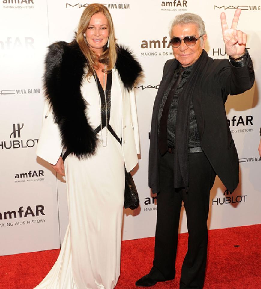 Zeigten sich allerbester Laune: Der italienischen Modeschöpfer Roberto Cavalli mit seiner österreichischen Ehefrau Eva