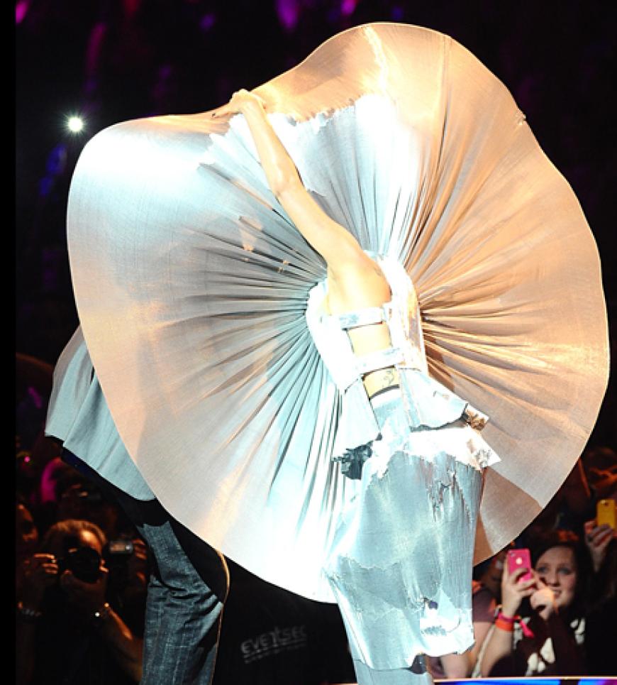 Was ist das? Natürlich kann es sich bei diesem Outfit nur um eine handeln: Sängerin Lady GaGa
