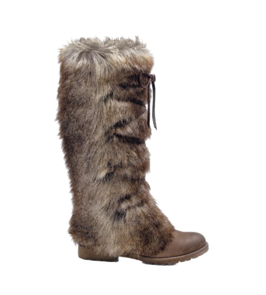 Damit geht es auf die Piste oder in die City. Fake-Fur-Boots von Roland, ca. 70 Euro