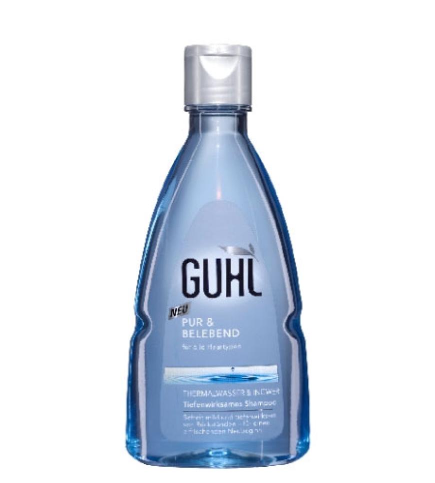 Pur & Belebend - Tiefenwirksames Shampoo entfernt Produktreste mit Thermalwasser, von Guhl, 200 ml ca. 5 Euro