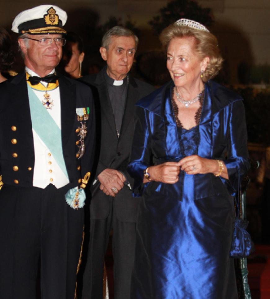 Carl Gustaf von Schweden mit der belgischen Königin Paola