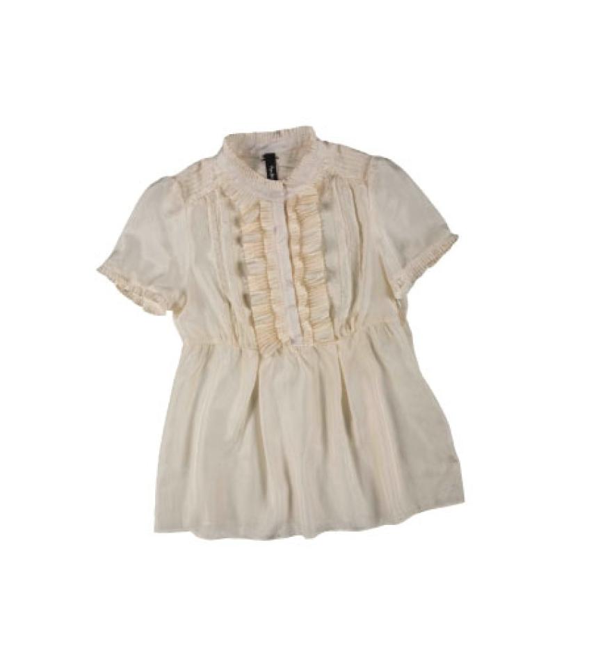 Diese Accessoires machen den Boot-Cut-Look perfekt: Empire-Bluse im Vintage-Look von Pepe Jeans, ca. 90 Euro