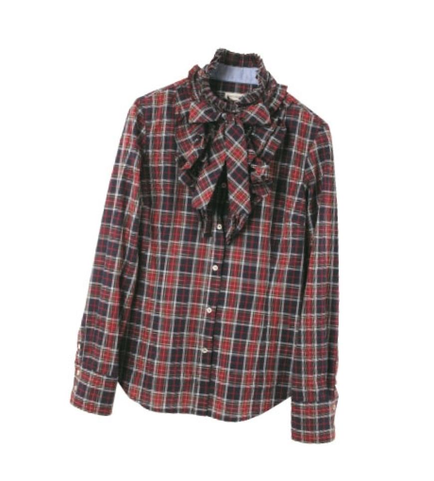 Countrystyle: Schluppenbluse mit Fältchenkragen von Henry Cottons, ca. 215 Euro