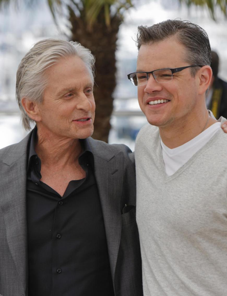 Tag 7 in Cannes und noch immer reißt die Promi-Dichte nicht ab. Michael Douglas und Matt Damon beim Photocall zu ihrem Film