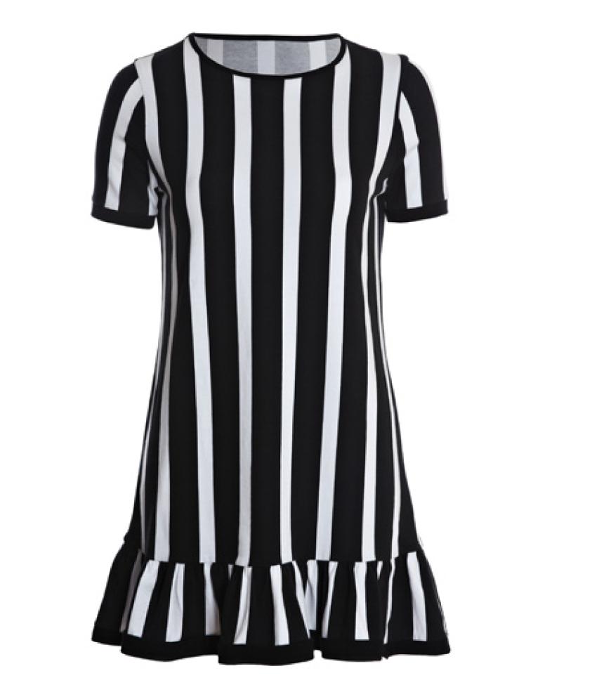 Streifenkleid mit Volants am Saum über asos.de, ca 40 Euro
