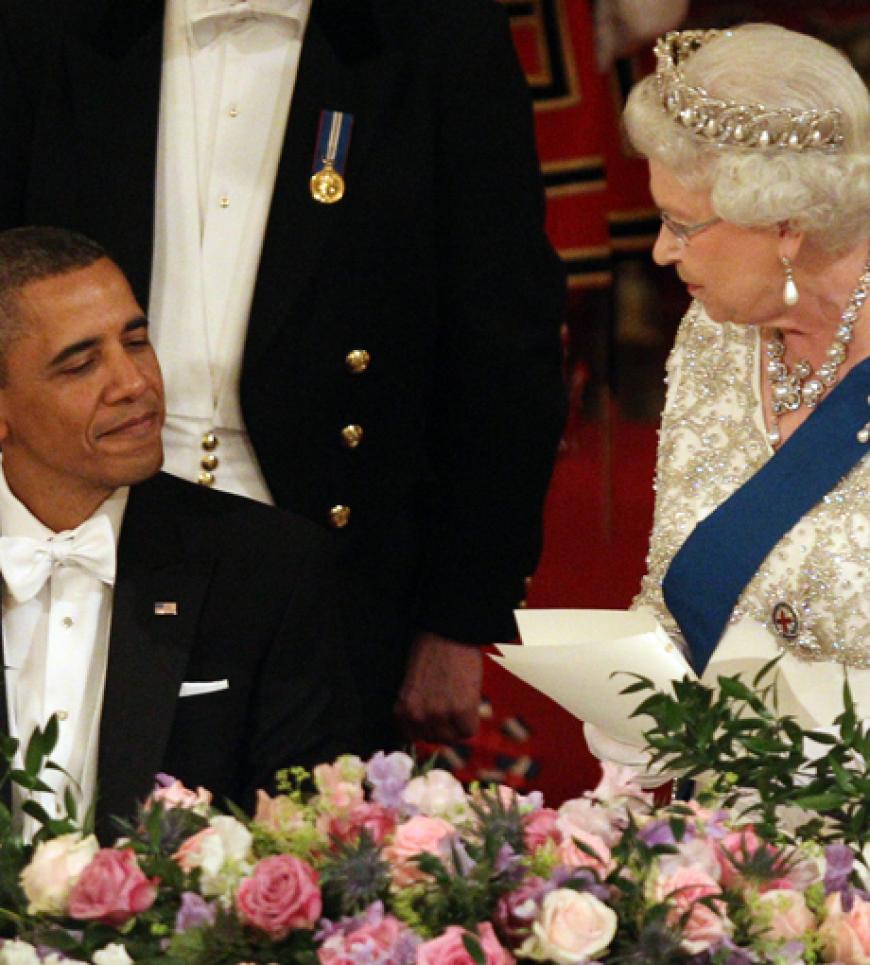 Ehrenplatz: Barack Obama durfte neben der Queen Platz nehmen