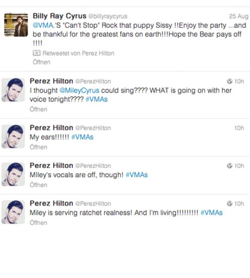 Tweet-Auszüge von Mileys Vater und Promi-Plogger Perez Hilton