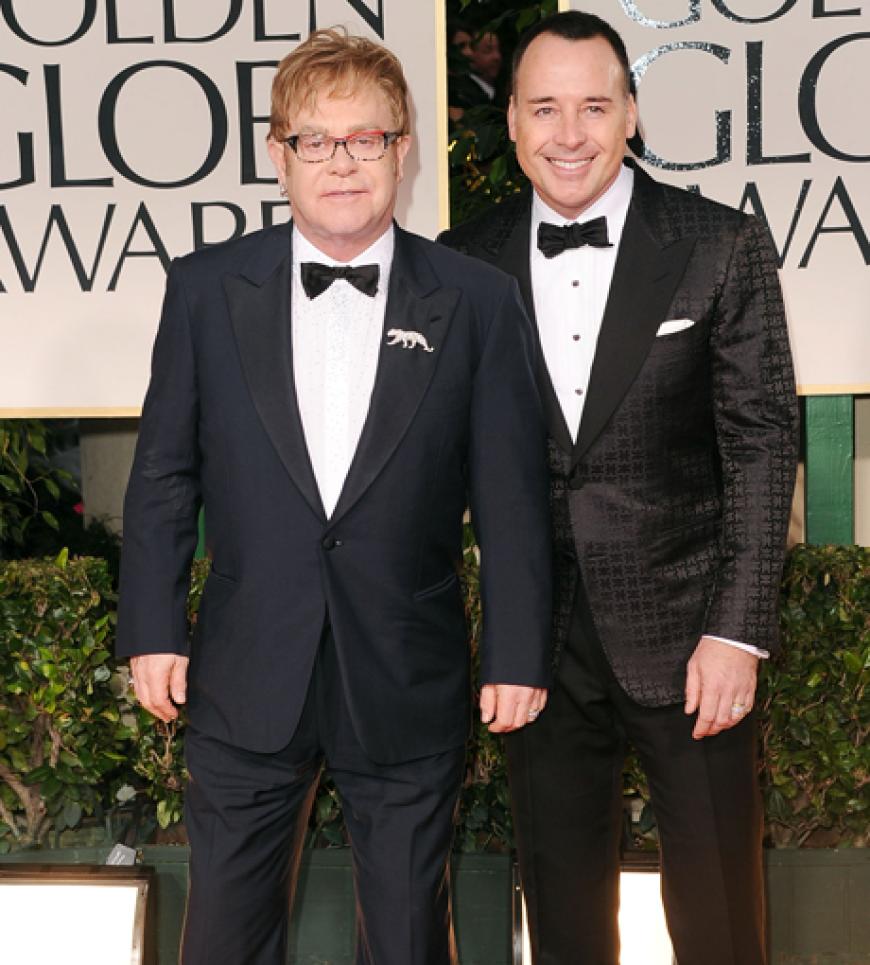 Durfte nicht fehlen: Elton John mit Ehemann David Furnish