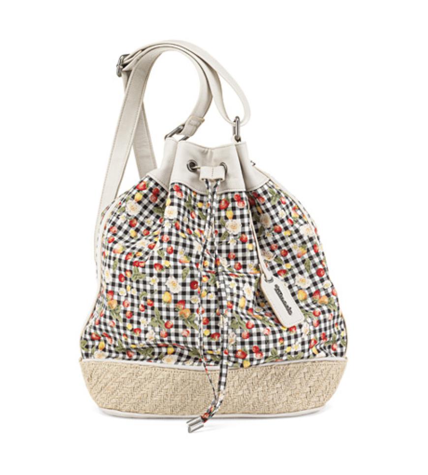 Beuteltasche im Vichy-Karo mit Früchte-Print von Tamaris, ca. 50 Euro