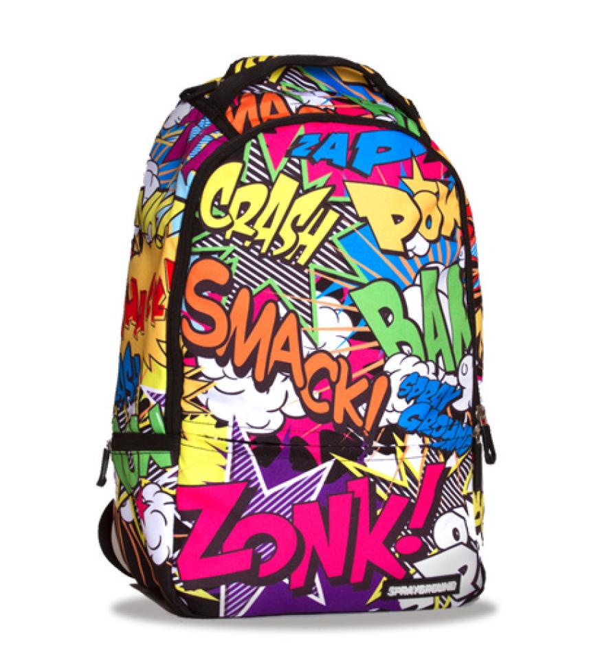 Für mehr Action im Alltag gibt es von Sprayground einen Rucksack mit energischen Sound-Schriftzügen, da hat Langeweile keinen Platz! Über sprayground.com, ca. 40 Euro