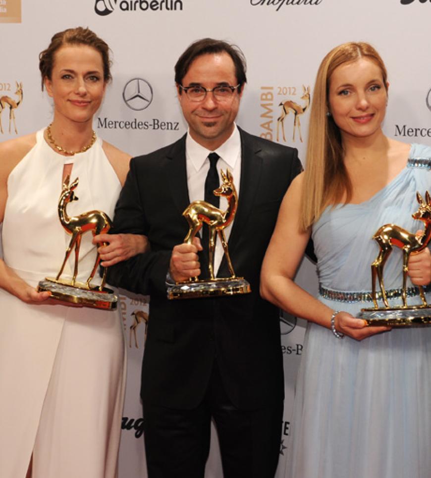 Claudia Michelsen, Jan Josef Liefers und Nadja Uhl freuten sich über den Publikumspreis für