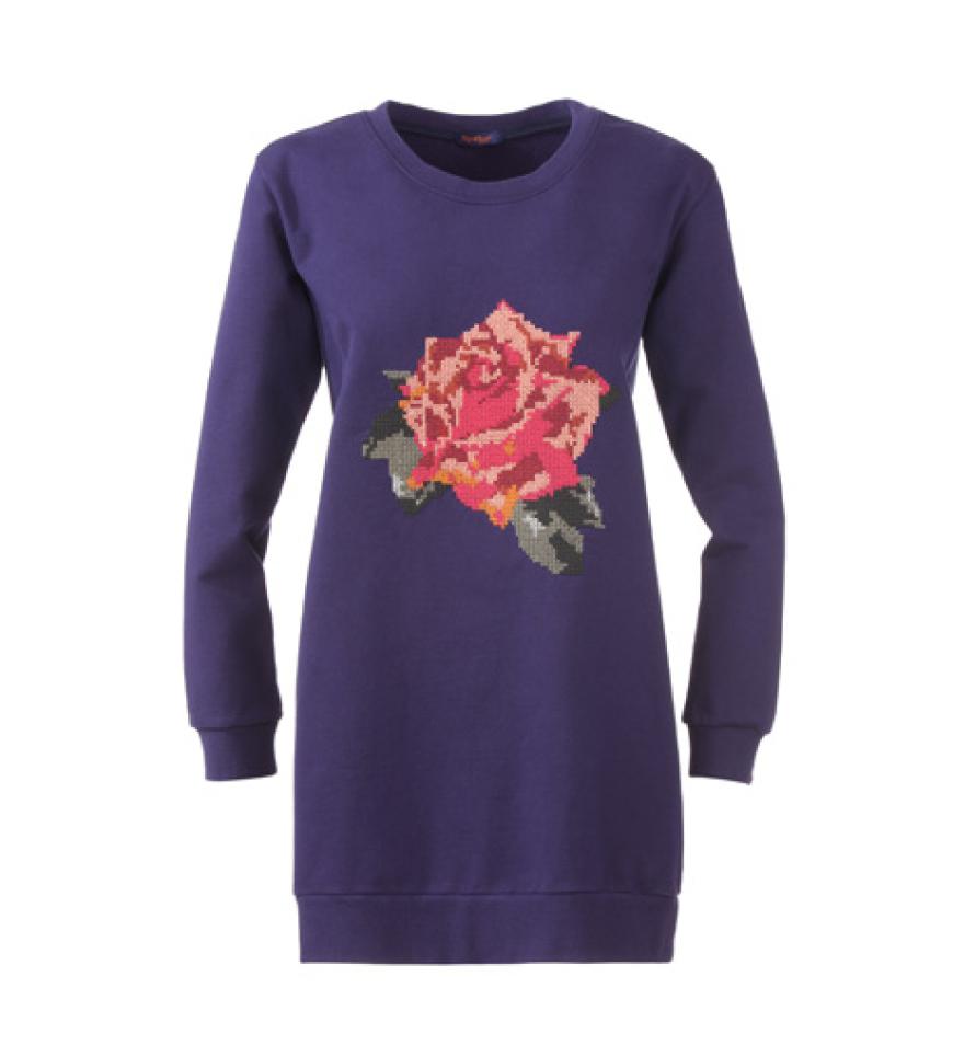Sweatshirt mit großer Rosen-Stickerei auf der Brust von Flip*Flop, ca. 80 Euro