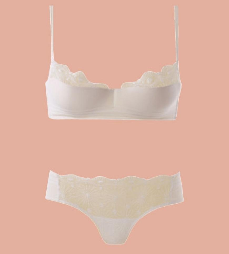 Satin mit Spitzeneinsätzen von La Perla, BH ca. 190 Euro, Slip ca. 100 Euro