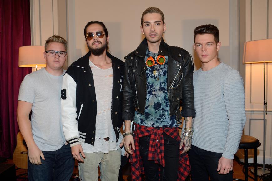 Die Tokio-Hotel-Jungs Gustav Schäfer, Tom und Bill Kaulitz und Georg Kiesinger (v.l.) auf einem Pressefototermin in Berlin