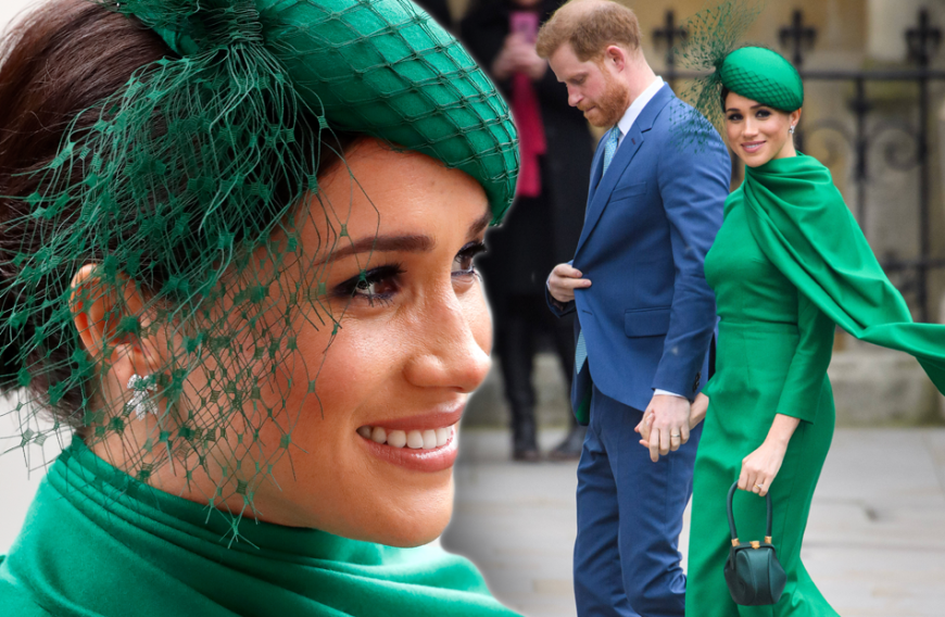 Bye-bye, Königshaus! Ihren letzten offiziellen Auftritt als Senior Royal bestritt Meghan in einem sehr eleganten, grünen Kleid mit Cape von Emilia Wickstead.