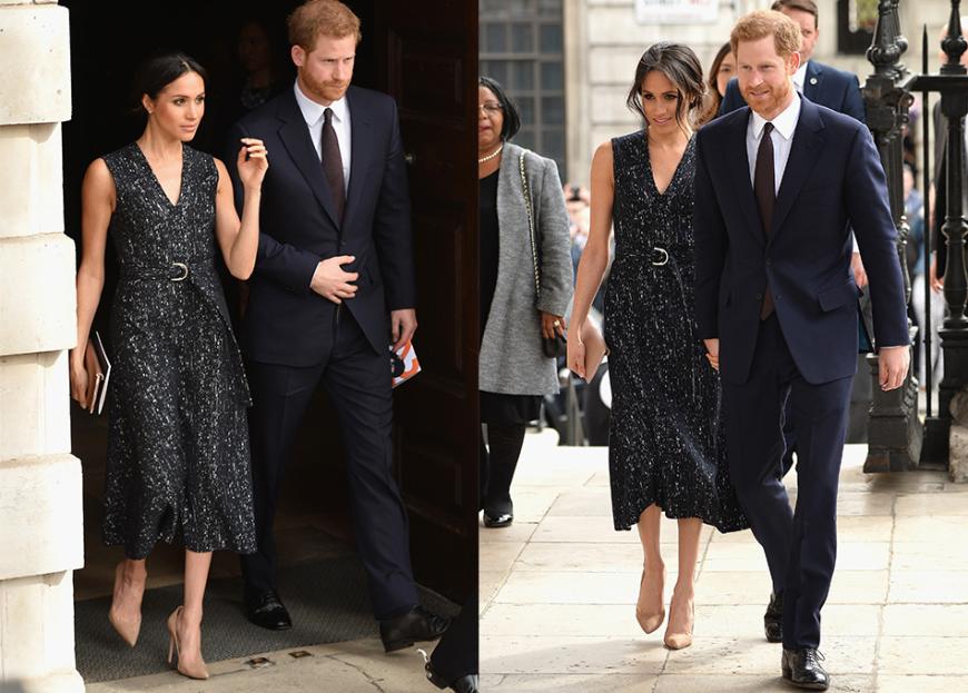 Während Herzogin Kate im Krankenhaus ihren Sohn zur Welt brachte, besuchten Meghan Markle und Prinz Harry eine Gedenkfeier – und sahen wie immer superstylisch aus. Die frischgebackene Tante erschien in einem edlen Kleid von Hugo Boss zur Gedenkfeier zum 25. Todestag von Stephen Lawrence in der St. Martin in the Fields Kirche in London. Dazu trug sie beigefarbene Pumps.