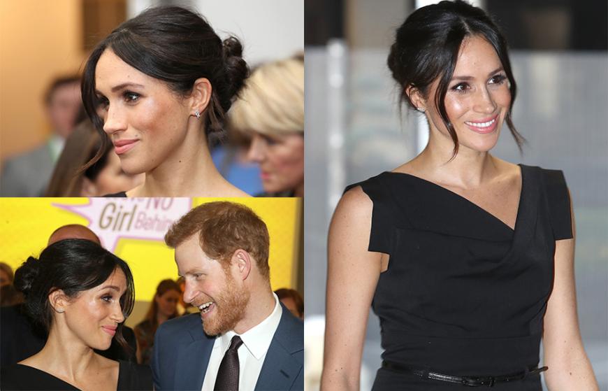 Zur Women's Empowerment Reception in London enschied sich Meghan für ein schlichtes schwarzes Kleid und eine lässige Hochsteckfrisur. Für die Looks der angehenden Prinzen-Gattin soll übrigens Jessica Mulroney, ihre inoffizielle Stylistin, verantwortlich sein.