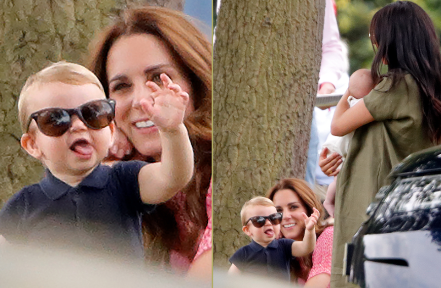 Na, na, na! Wem streckt hier Klein-Louis denn die Zunge raus? Offenbar meint er seine Tante Meghan, die Mitte Juli 2019 mit Baby Archie erstmals in der Öffentlichkeit auftrat. Meghan und Kate besuchten mit ihren Sprösslingen ein Polo-Turnier ihrer Ehemänner. George, Charlotte und besonders Louis hielten Catherine dabei ganz schön auf Trab. Die Herzogin von Cambridge hatte alle Hände voll zu tun, ihren Jüngsten zu bändigen, der alle möglichen Witze machte, wie hier die Zunge rausstreckte und versuchte wegzulaufen.