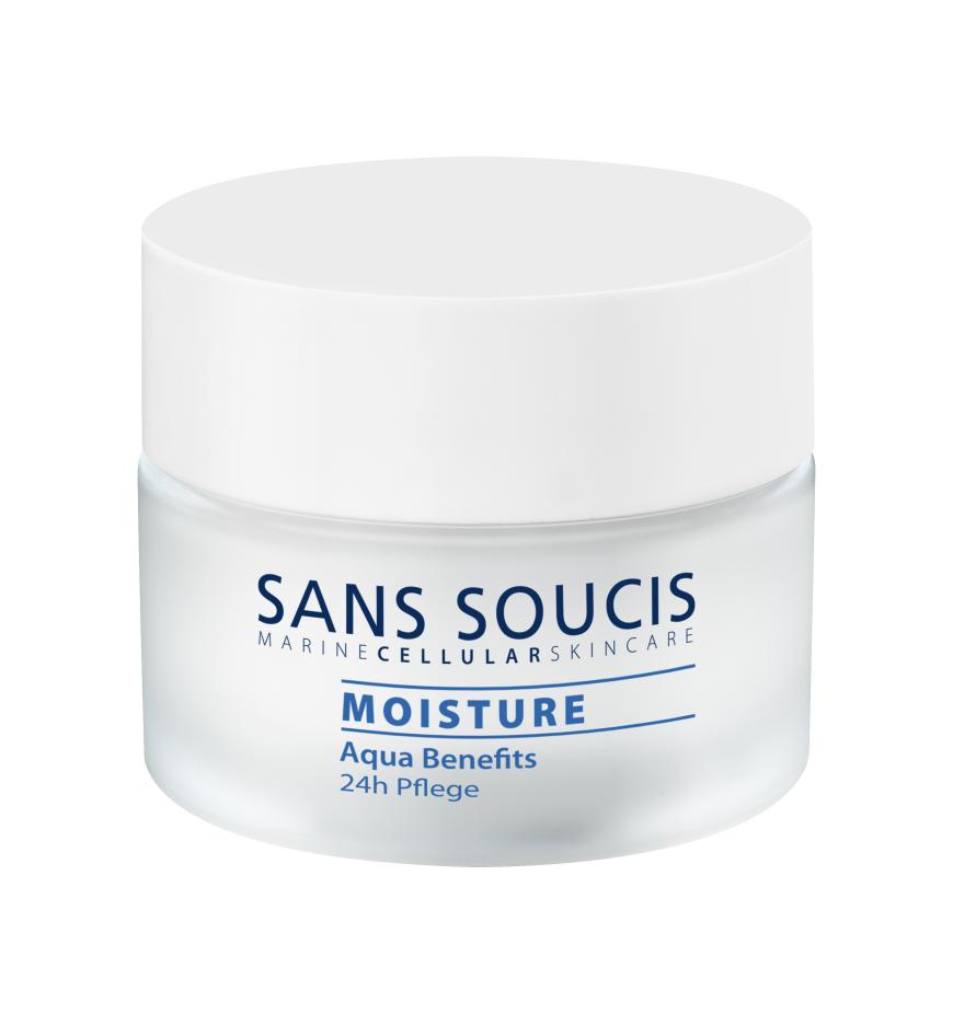 „Moisture Aqua Benefits 24 h“-Pflege für trockene Haut, mit Thermalwasser, ca. 23 Euro