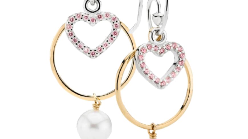 Ohrringe 14 Karat vergoldet mit Perlen und roséfarbenen Steinen von Pandora, ca. 1â100 Euro Ohrringe 14 Karat vergoldet mit Perlen und roséfarbenen Steinen von Pandora, ca. 1â100 Euro