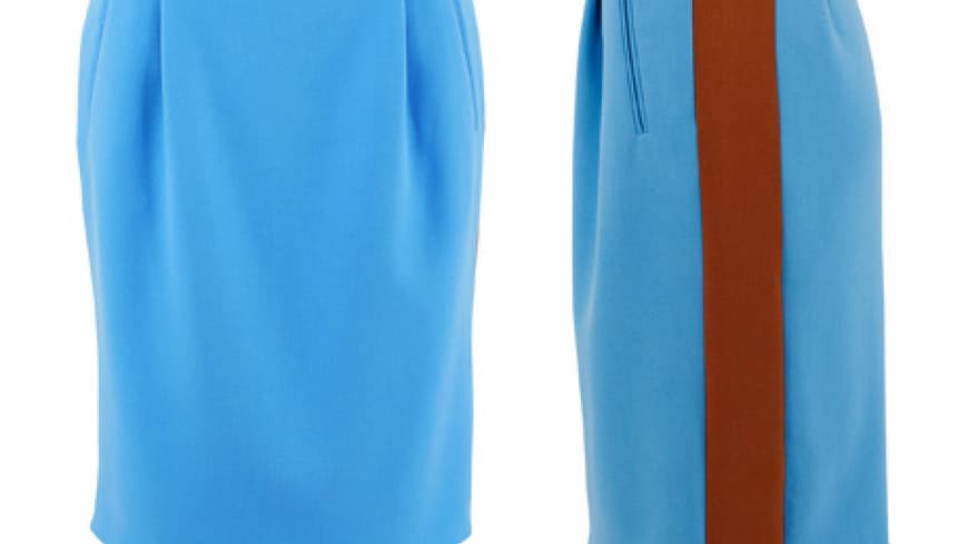 29. September 2012: Raffiniert! Der himmelblaue Pencilskirt von Baum und Pferdgarten zieht mit dem kontrastierenden Seitenstreifen alle Blicke auf sich, ca. 195 Euro 29. September 2012: Raffiniert! Der himmelblaue Pencilskirt von Baum und Pferdgarten zieht mit dem kontrastierenden Seitenstreifen alle Blicke auf sich, ca. 195 Euro