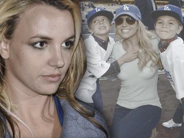 Britney Spears traurig - im Hintergrund happy mit ihren Söhnen Jayden und Sean Preston
