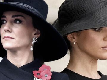 Prinzessin Kate mit Hut und Herzogin Meghan mit Hut