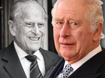 Prinz Philip lacht, König Charles III. guckt traurig