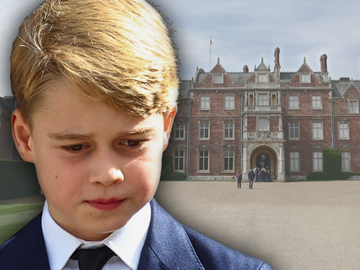 Prinz Harry blickt ernst und traurig - im Hintergrund der Landsitz Sandringham