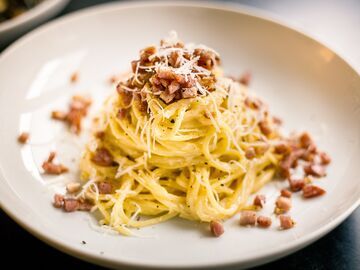 Spaghetti Carbonara auf dem Teller