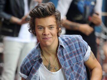Harry Styles grinst mit geschlossenen Lippen 2013