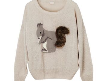 Trend 4: Motiv-Pullover - Eichhörnchen mit Fell-Puschel  von H&M, ca. 40 Euro