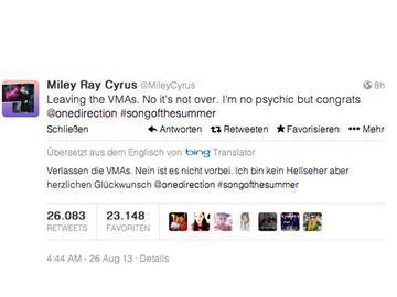 Mileys Reaktion auf die Reaktionen via Twitter