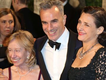 Doris Kearns Goodwin (l-r), Oscarpreisträger Daniel Day-Lewis (bester Hauptdarsteller für "Lincoln") und Rebecca Miller