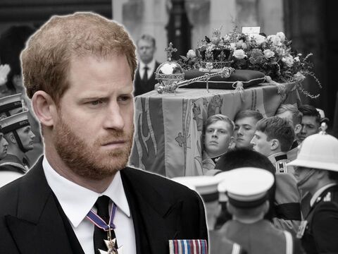 Prinz Harry traurig bei der Beerdigung der Queen