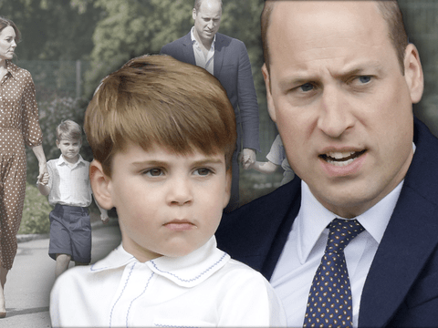 Prinz Louis und Prinz William ernst - im Hintergrund Louis' erster Schultag mit Kate und seinen Geschwistern