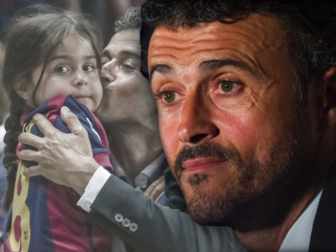 WM 2022: Spaniens Nationaltrainer Luis Enrique traurig - im Hintergrund mit Tochter Xana 