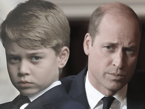 Prinz George und Prinz William schauen traurig 