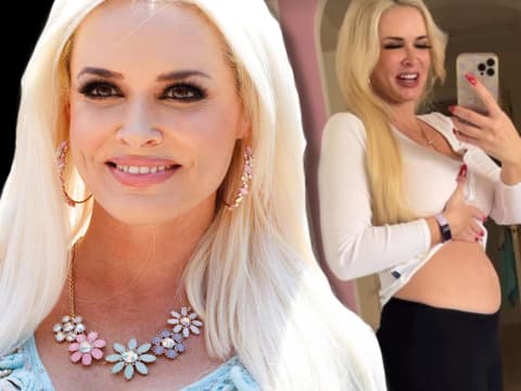 Daniela Katzenberger lacht, Daniela Katzenberger zeigt ihren Bauch