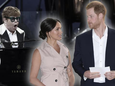 Elton John, Herzogin Meghan und Prinz Harry.