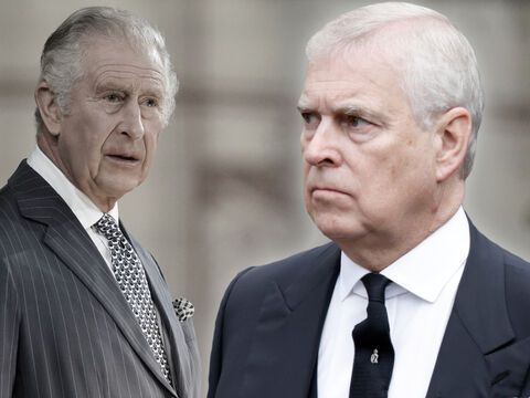 Prinz Andrew und König Charles blicken beide sehr ernst