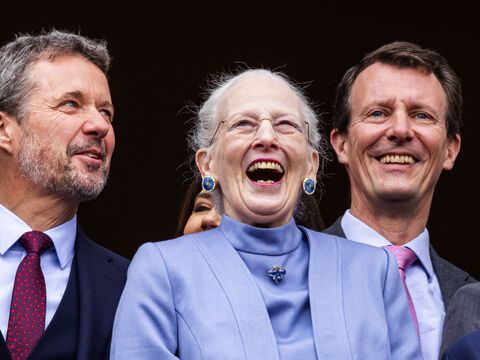 Prinz Frederik, Königin Margrethe und Prinz Joachim, April 2023.