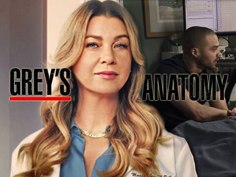 "Grey's Anatomy"-Meredith Grey und Jackson Avery hinterm Logo