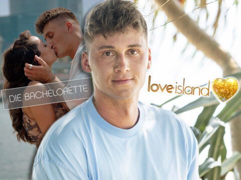 Fynn Lukas Kunz vor "Bachelorette"- und "Love Island"-Logo