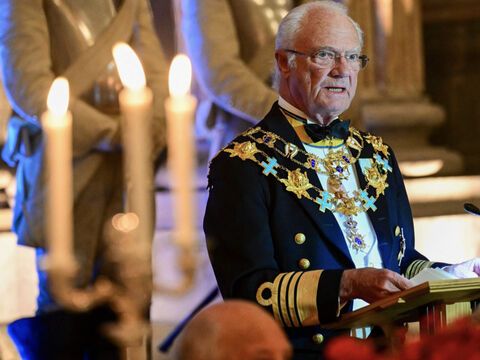 König Carl Gustaf hält eine Rede zu seinem 50. Thronjubiläum.