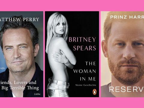 Buchcover von Matthew Perry, Britney Spears und Prinz Harry